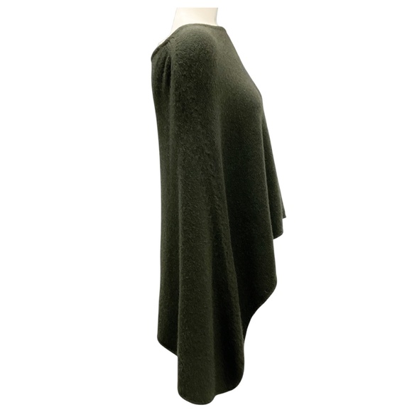 CAROLYN ROWAN OLIVE GREEN SNAKE EMBELLISHED CASHMERE KNIT CAPE SWEATER - Picture 2 of 5